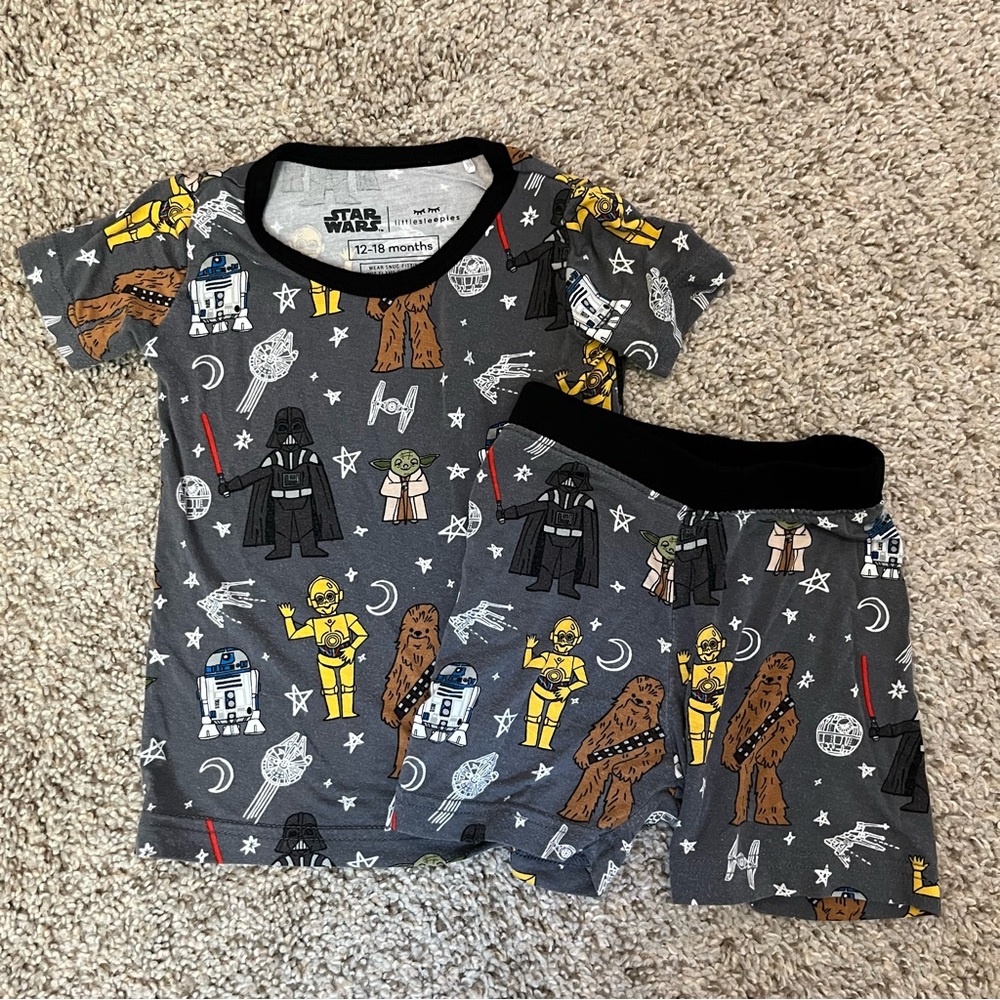 Little Sleepies Star Wars Short Sleeve Shorts Pajama Set Size 12-18m
